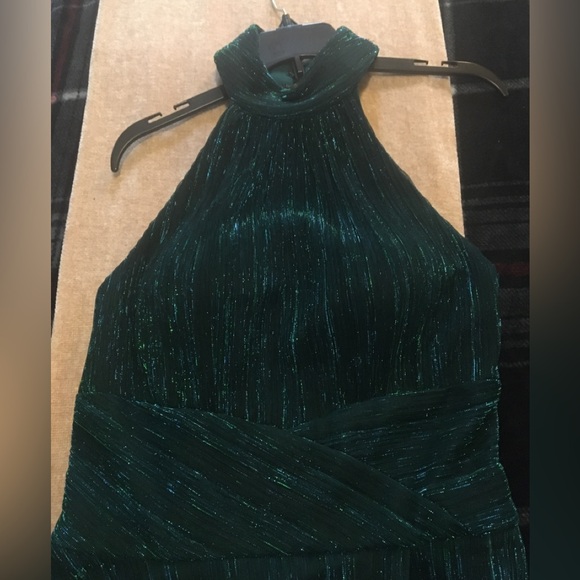 Betsy and Adam LONG METALLIC KNIT HALTER TOP DRESS 4 - Picture 4 of 6